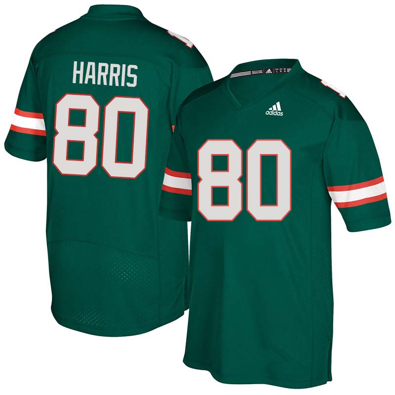 Adidas Miami Hurricanes #80 Dayall Harris College Football Jerseys Sale-Green